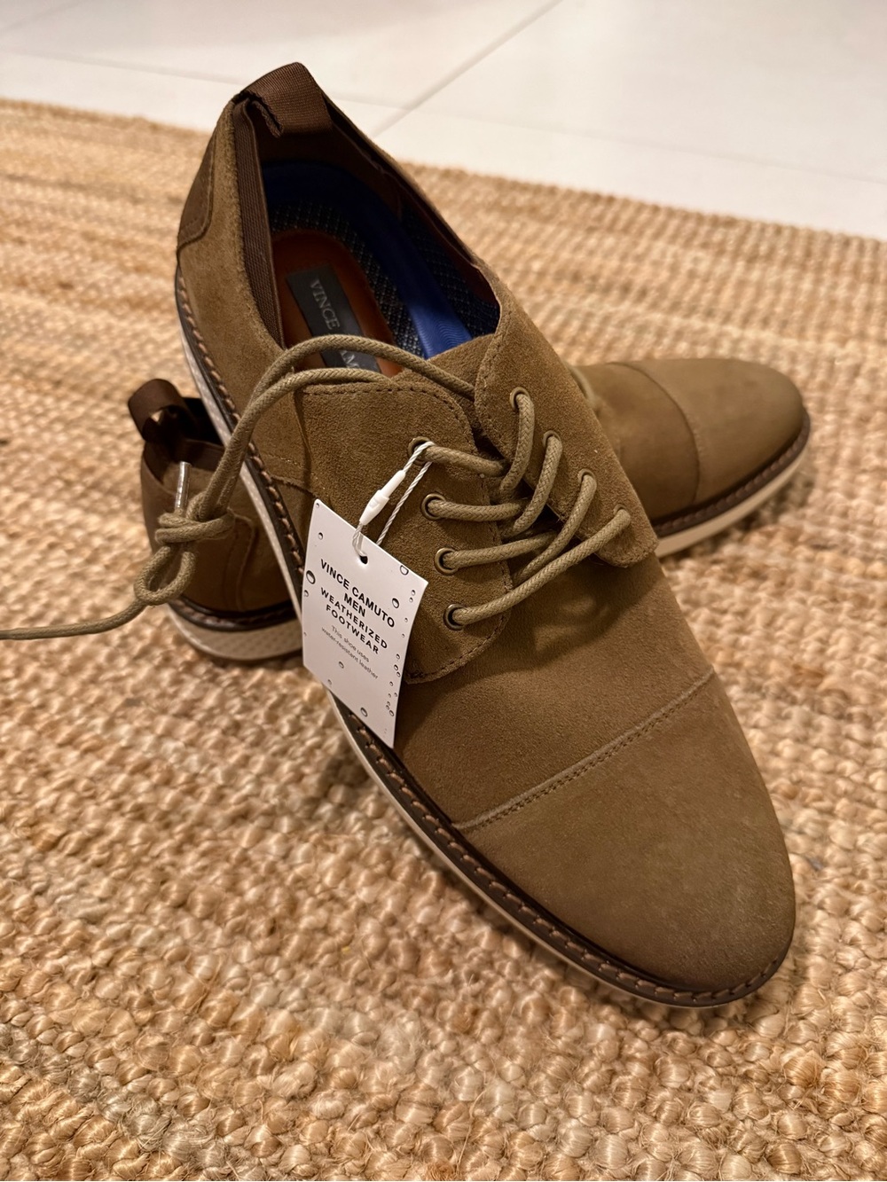 Vince Camuto "Edom" Sesame Tactility Suede Cap Toe Oxfords. Brand new size 12